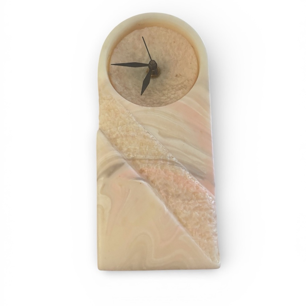 Vintage Standstone Desk Clock Made by Marble Masterpieces and Design by Yosi